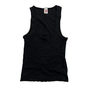 Re/Done Hanes Cut Off Tank Top in Black